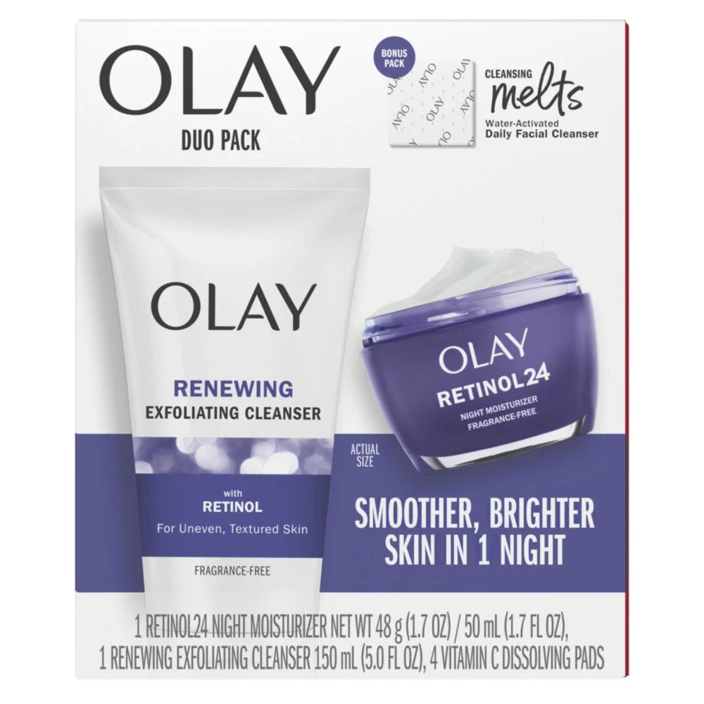 Olay Skin Care Beauty Retinol Duo Pack, Face Moisturizer & Face Wash, Smoothing and Anti-Aging, 1.7 oz