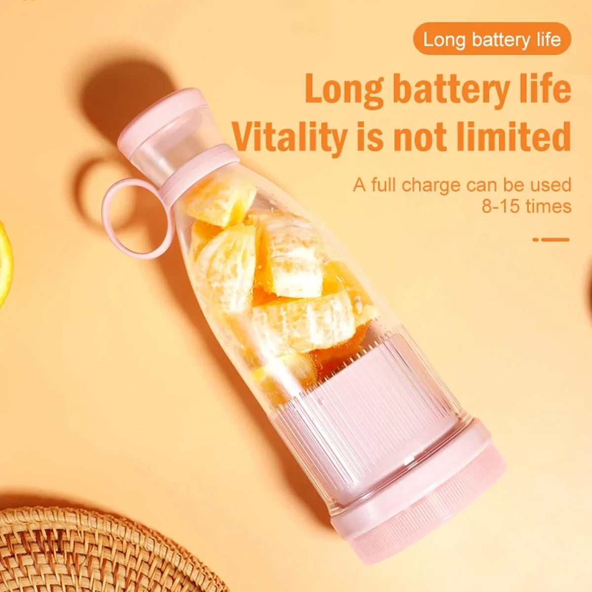Evjurcn Portable Blender 1200mAh USB Rechargeable 350ml Mini Juicer Blender Smoothie Blender for Travel Sports Kitchen