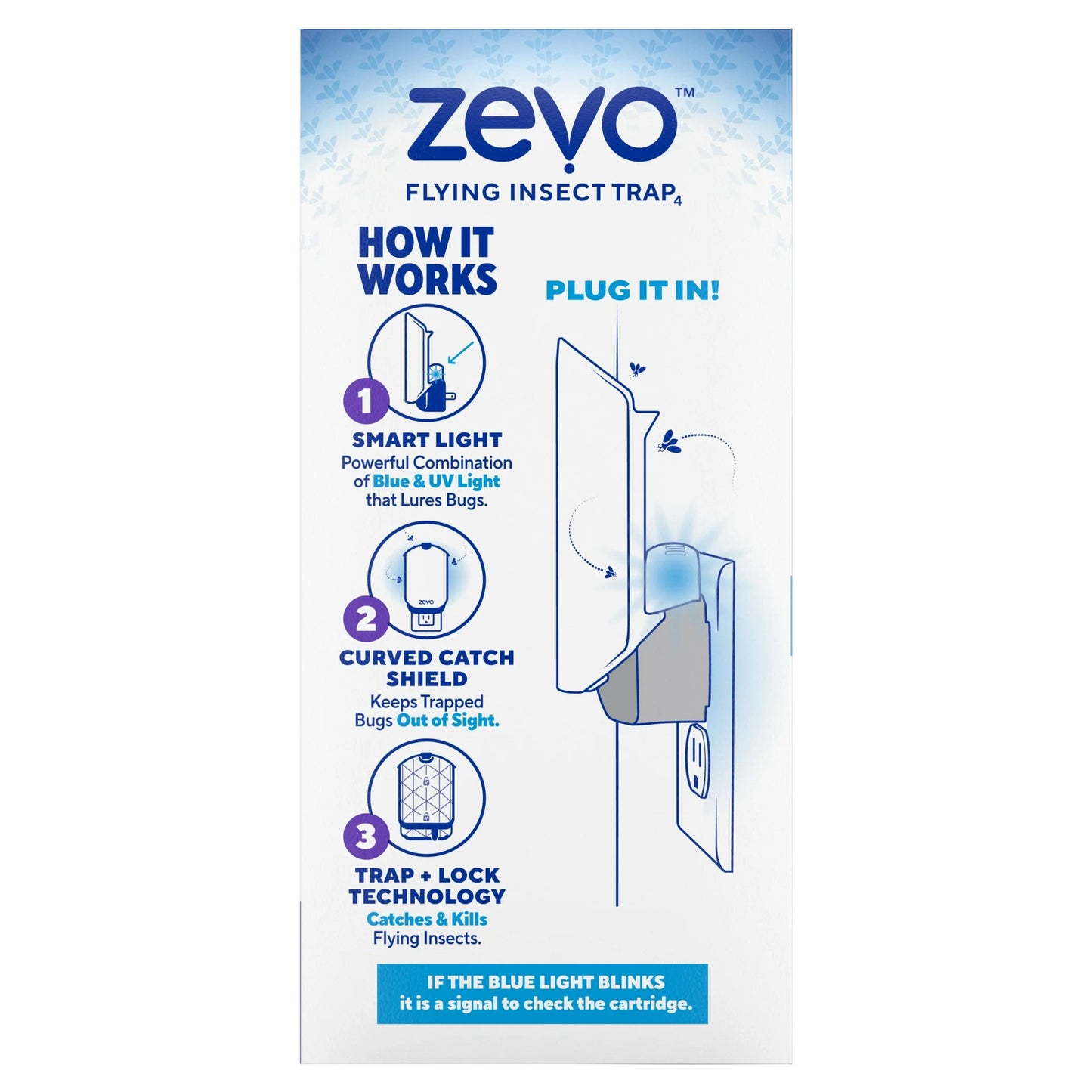 Zevo Flying Insect Indoor Fly Trap: Easy, Mess-Free Solution - Light Trap Catches & Kills House Flies, Fruit Flies, Gnats, & More (1 Plug in Device & 1 Refill Cartridge)