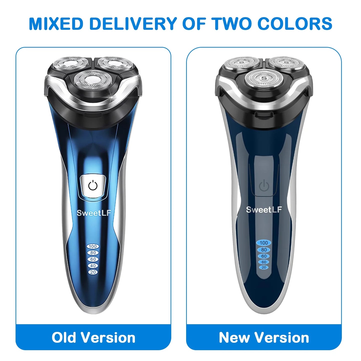 SweetLF Electric Shaver for Men, Cordless Rechargeable Electric Razor with Beard Trimmer, IPX7 Waterproof, Gifts for Men, Blue