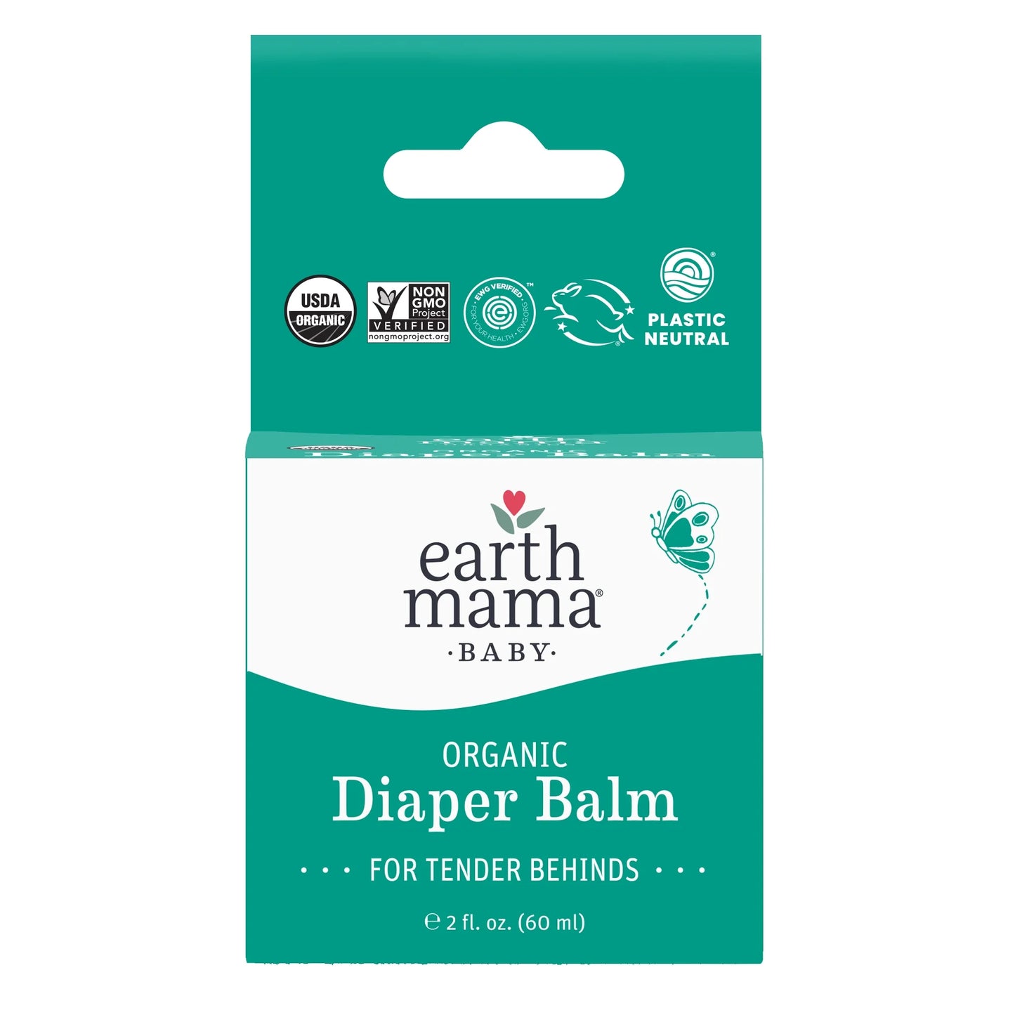 Earth Mama Baby Organic Non-GMO Diaper Balm for Tender Behinds, Zinc-Free, 2 fl oz