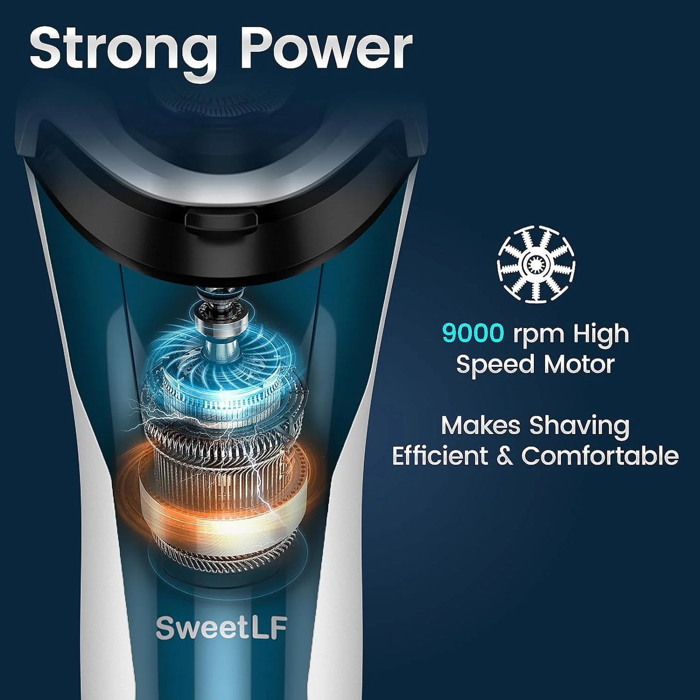 SweetLF Electric Shaver for Men, Cordless Rechargeable Electric Razor with Beard Trimmer, IPX7 Waterproof, Gifts for Men, Blue