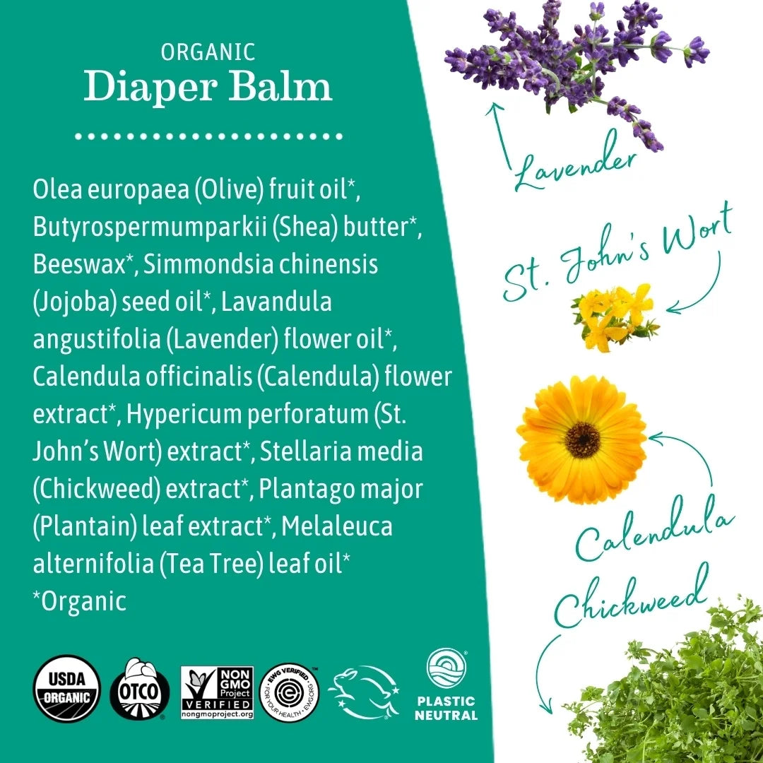 Earth Mama Baby Organic Non-GMO Diaper Balm for Tender Behinds, Zinc-Free, 2 fl oz