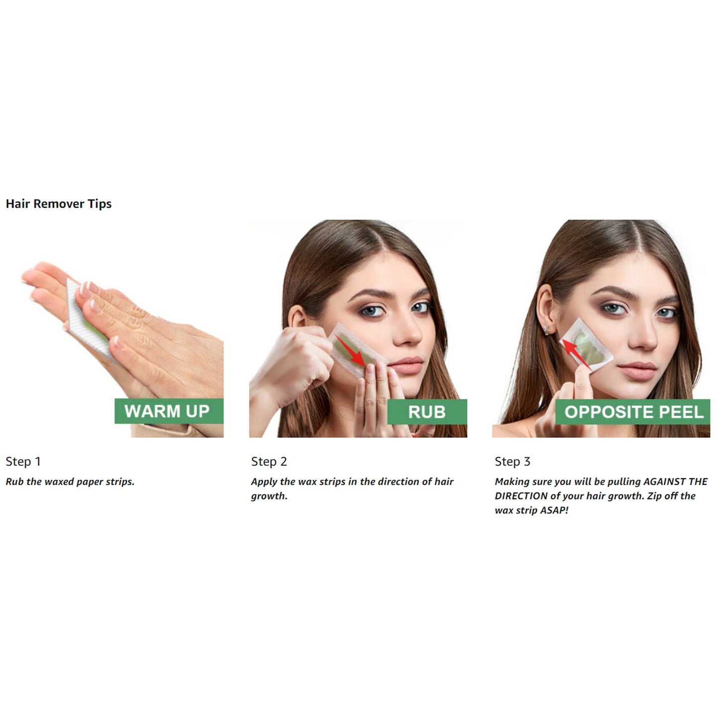 Charmonic 100pcs Natural Facial Wax Strips Hypoallergenic Hair Removal Waxing Kit for All Skin Types