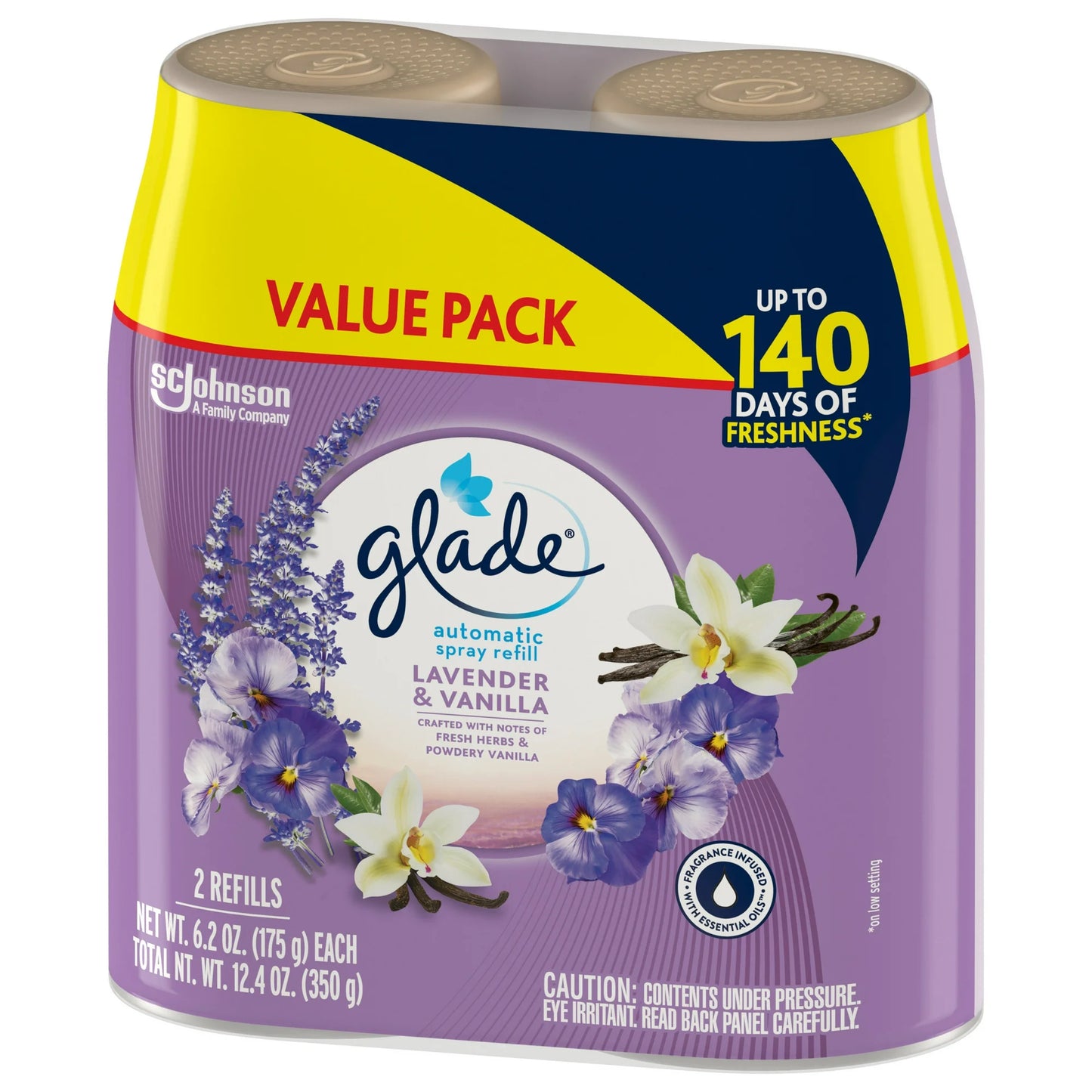 Glade Automatic Spray Refills, Air Freshener, Infused with Essential Oils, Lavender & Vanilla, 6.2 oz
