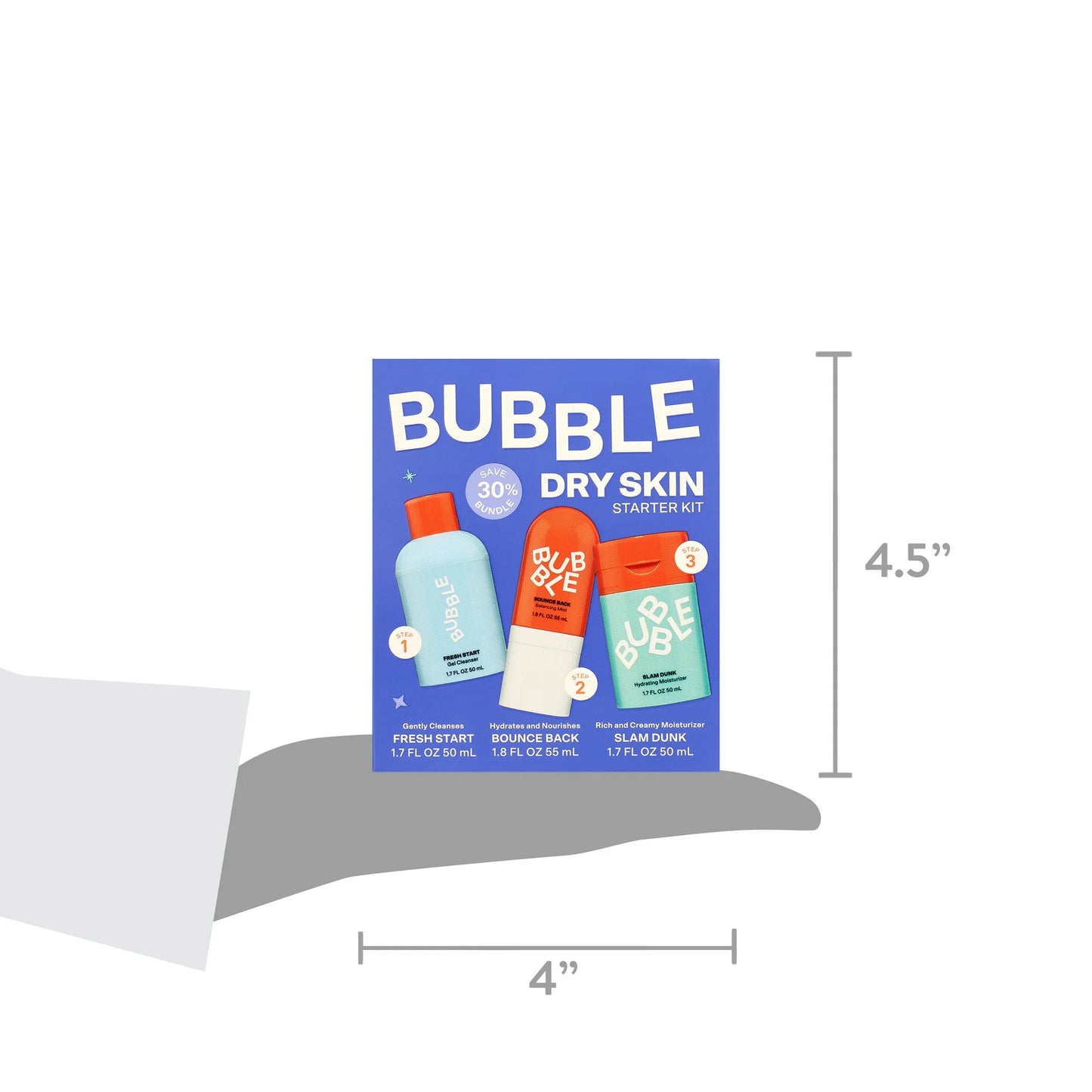 Bubble Skincare 3-Step Hydrating Routine Bundle, for Normal to Dry Skin, Unisex, Set of 3