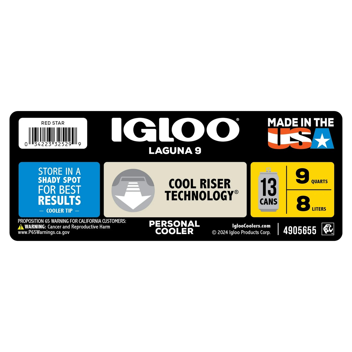 Igloo Small Cooler, 9 Quart Laguna Ice Chest, 13 Can Capacity, Red