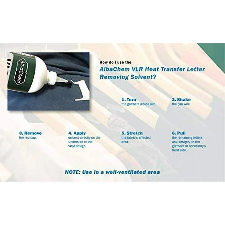 AlbaChem Original VLR Heat Transfer Letter Removing Solvent - Paint Remover for Fabric 20 fl. oz.