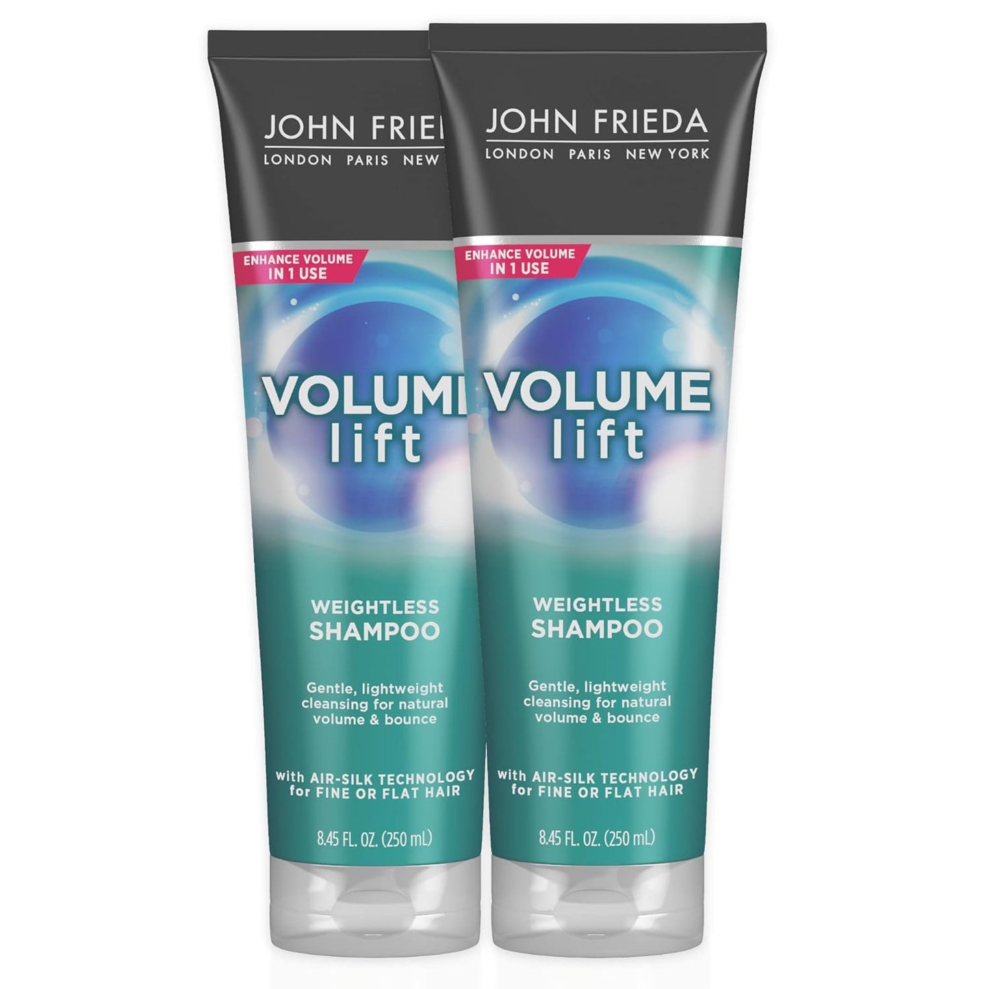 John Frieda Volume Lift Weightless Shampoo, Volumizing Shampoo with Air-Silk Technology for Fine or Flat Hair, Adds Natural Fullness, Safe for Color-Treated Hair, 8.45 Oz