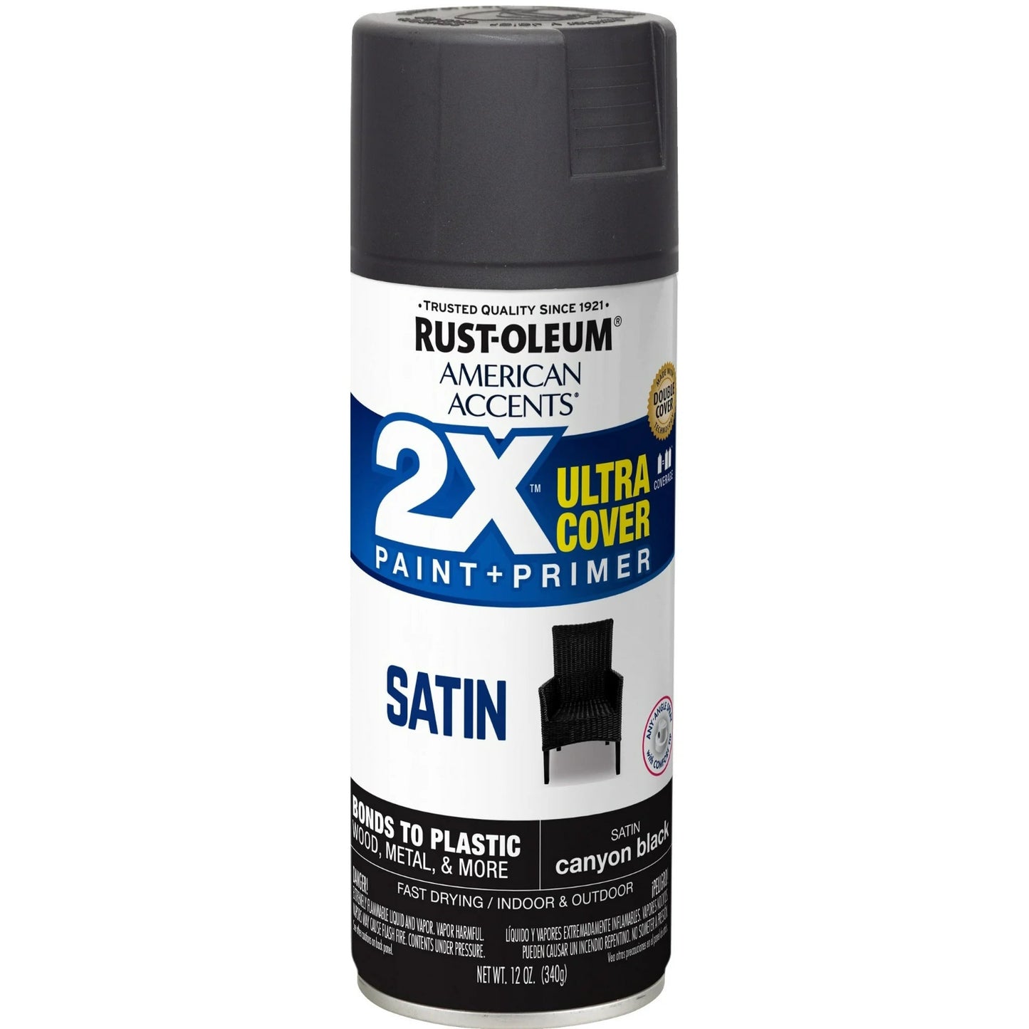 Canyon Black, Rust-Oleum American Accents 2X Ultra Cover Satin Spray Paint- 12 oz