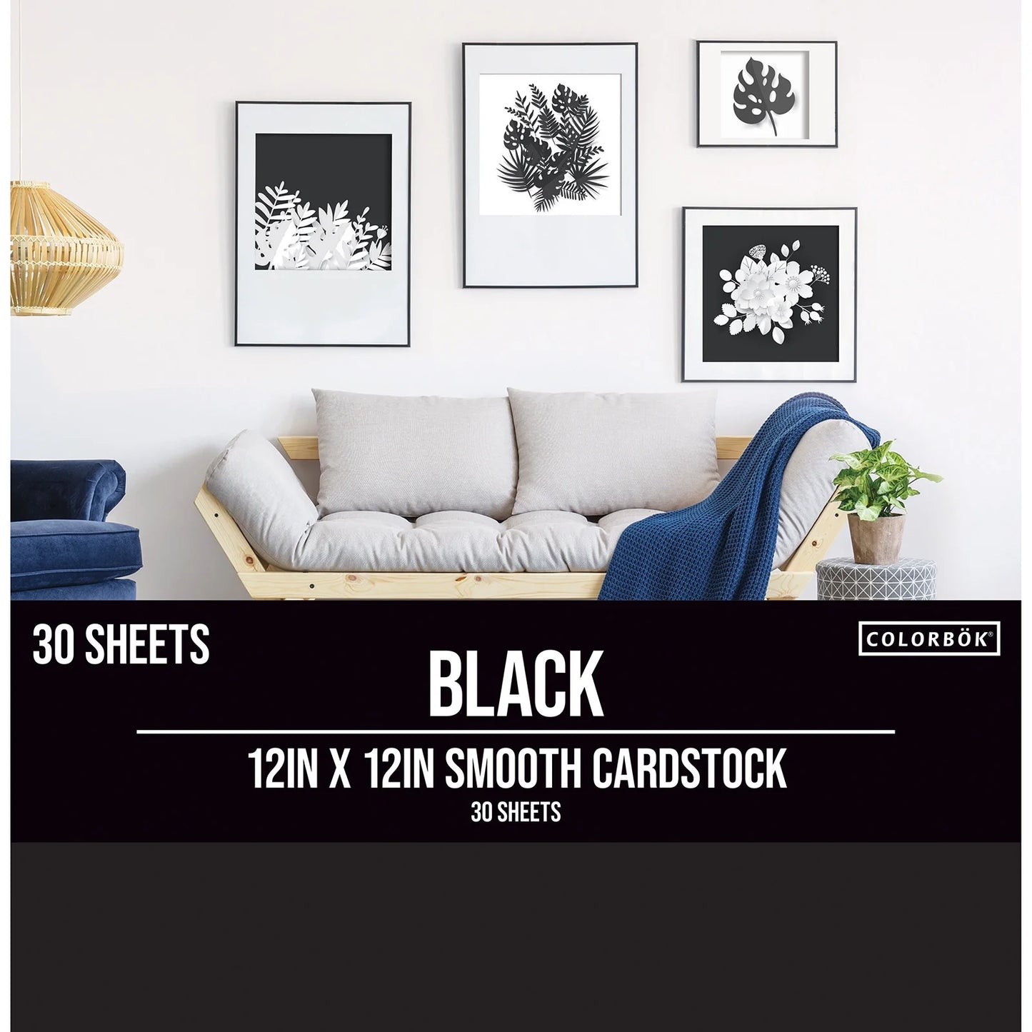 Colorbök Smooth Black Cardstock, 12in x 12in, 121 lbs./ 180 Gsm, 30 Sheets