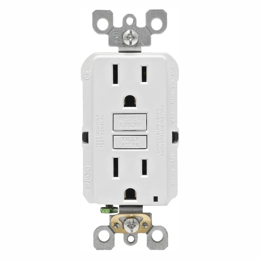 Leviton 15 Amp 125-Volt Duplex Self-Test Slim GFCI Outlet, White - New