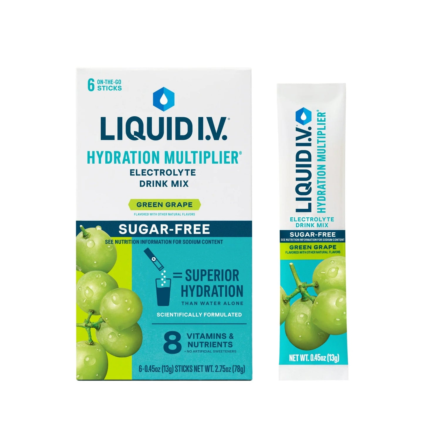 Liquid I.V.® Green Grape Sugar-Free Hydration Multiplier® Powdered Electrolyte Drink Mix
