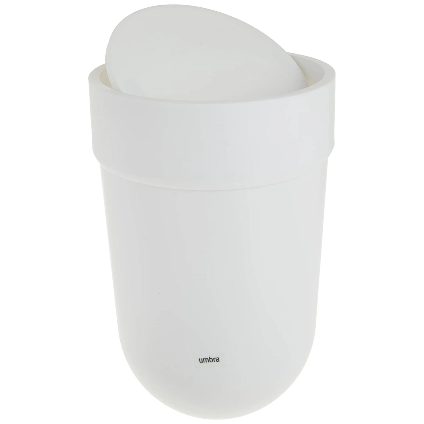 Umbra 1.6 gal Touch Plastic Swing Top Lid Bathroom Trash Can, White