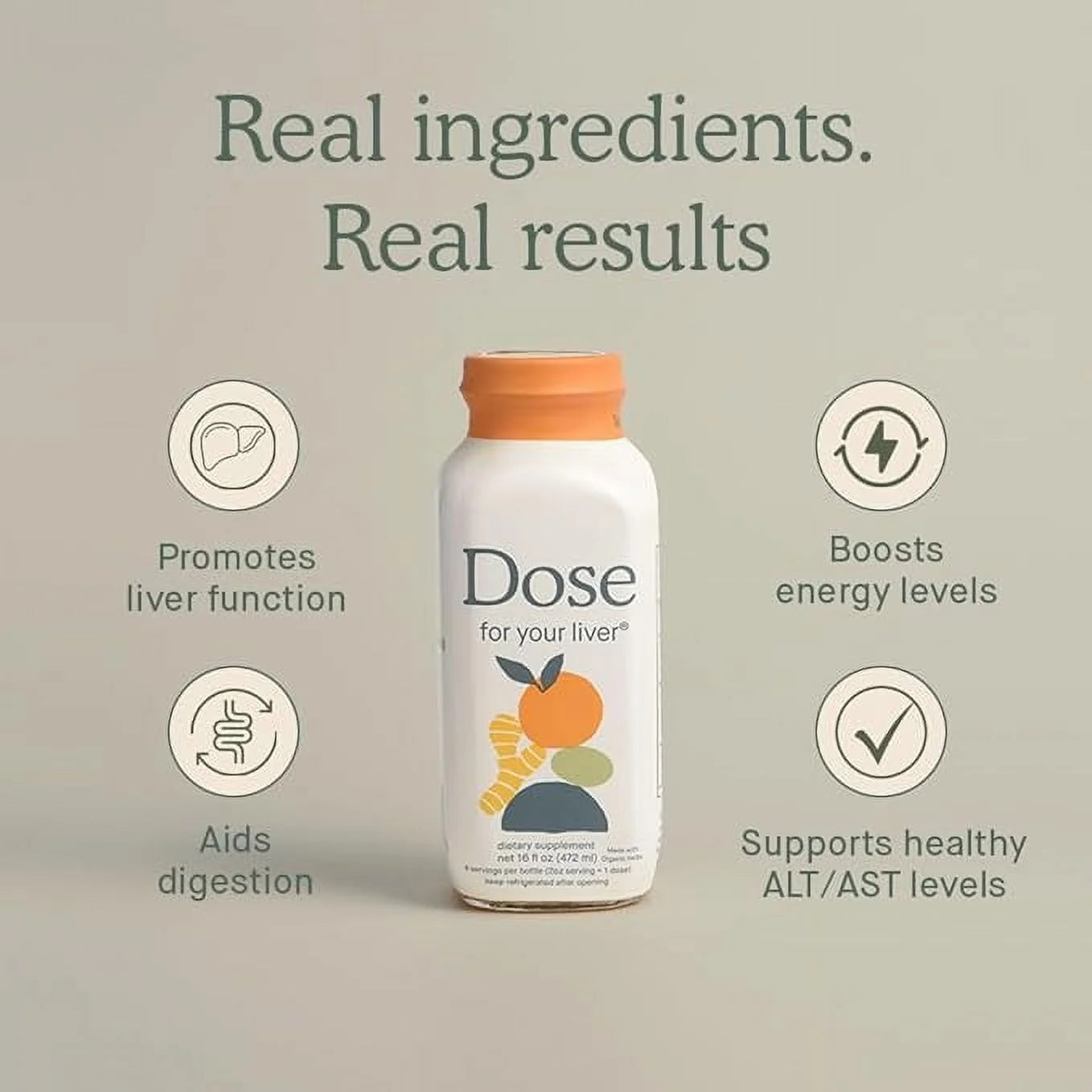 DOSE for Your Liver Cleanse Detox & Repair, Organic Milk Thistle Supplement with Turmeric, Dandelion, Ginger, and Orange, Promotes Optimal Liver Function, 16oz Bottle