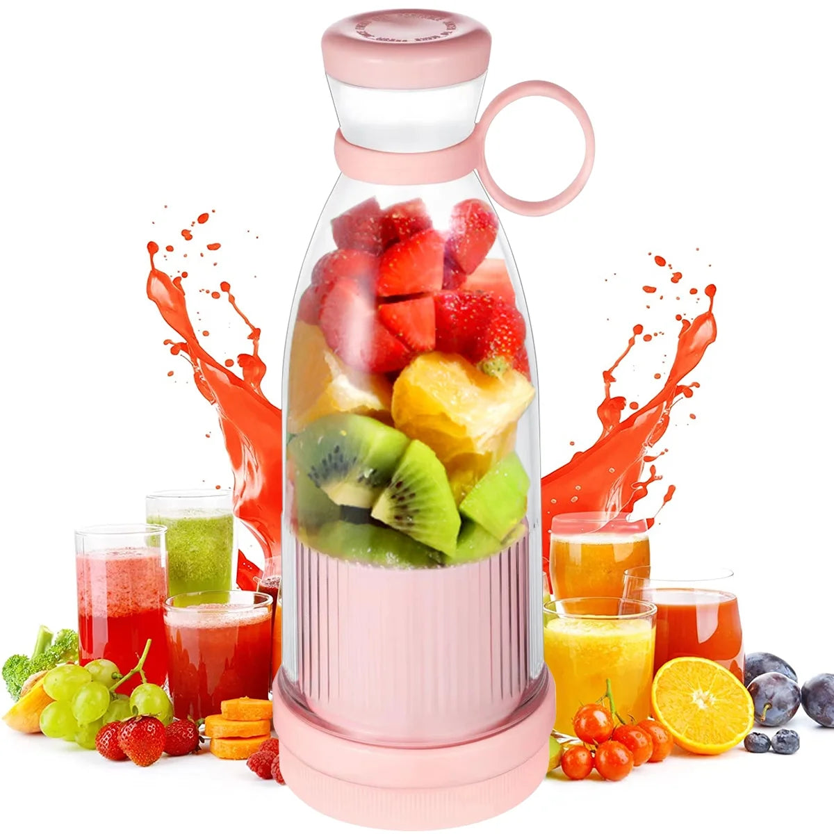 Evjurcn Portable Blender 1200mAh USB Rechargeable 350ml Mini Juicer Blender Smoothie Blender for Travel Sports Kitchen