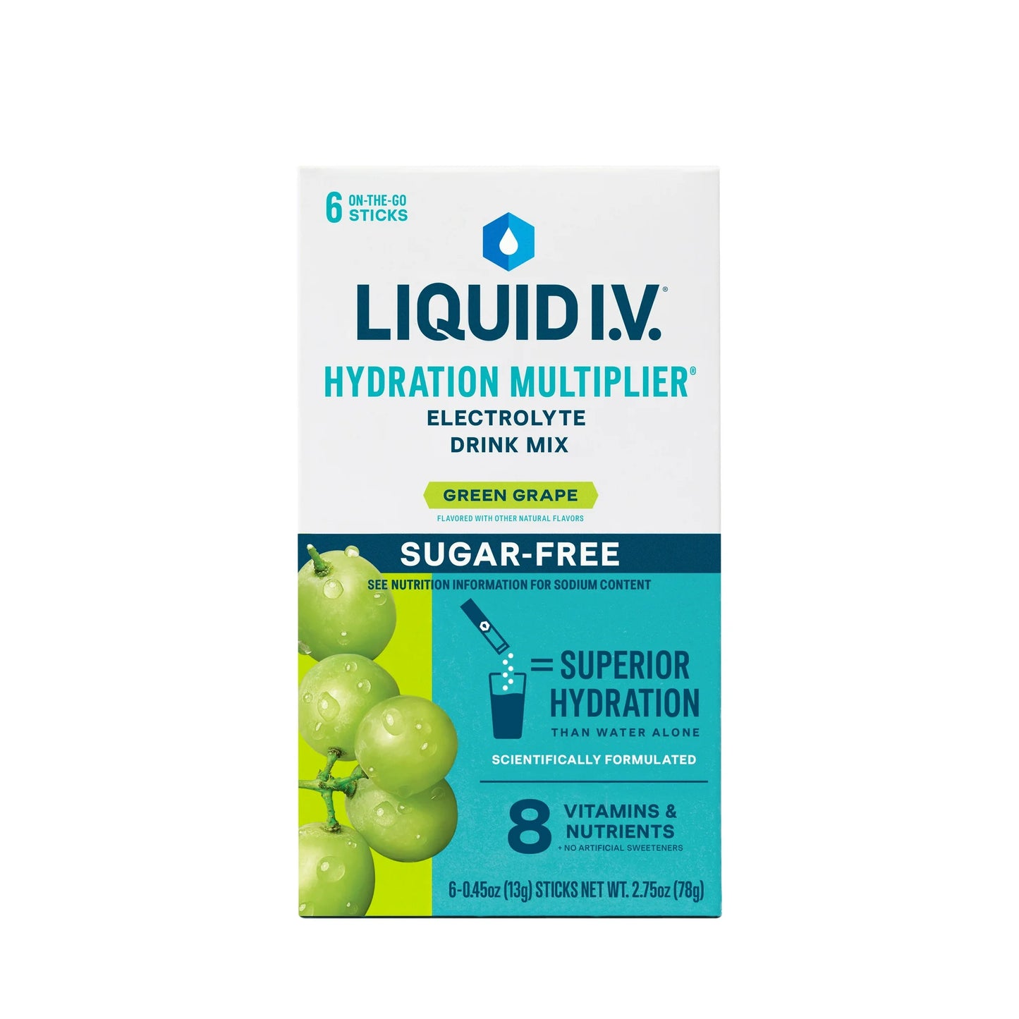 Liquid I.V.® Green Grape Sugar-Free Hydration Multiplier® Powdered Electrolyte Drink Mix