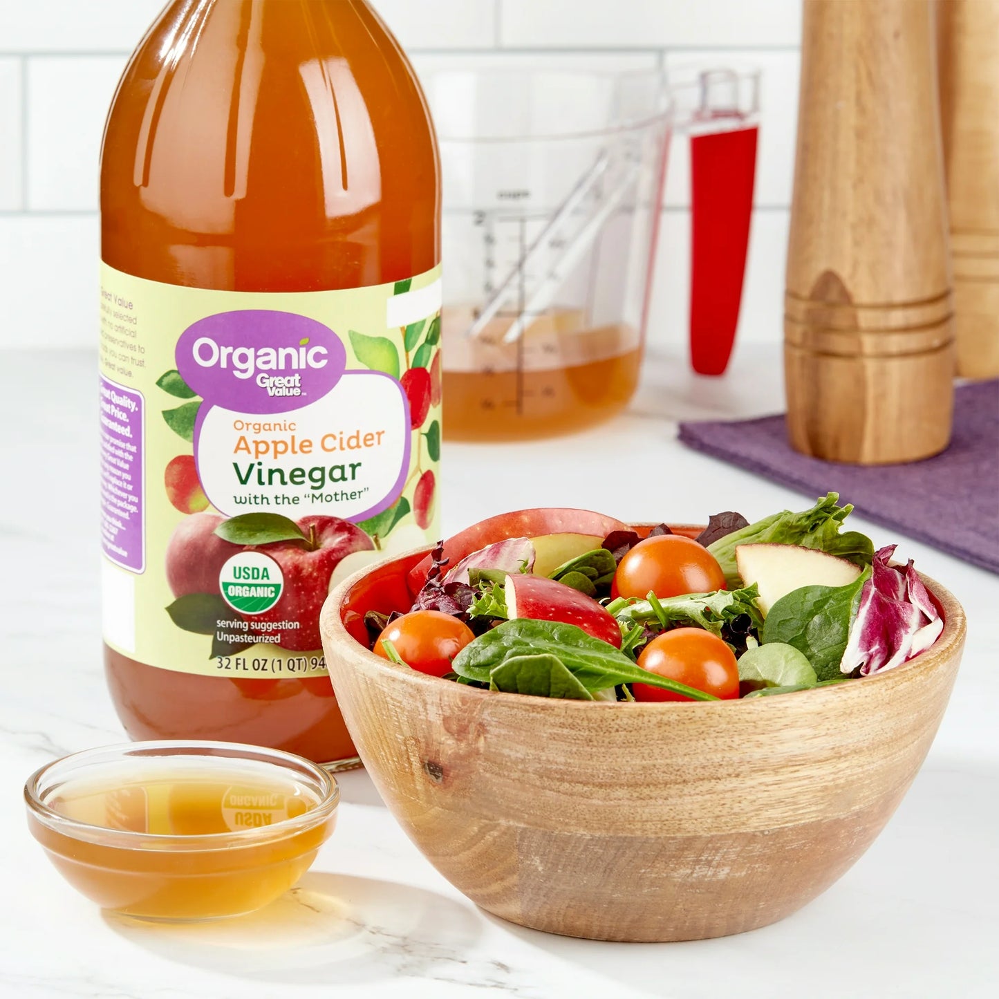 Great Value Organic Raw Unfiltered Apple Cider Vinegar, 32 fl oz
