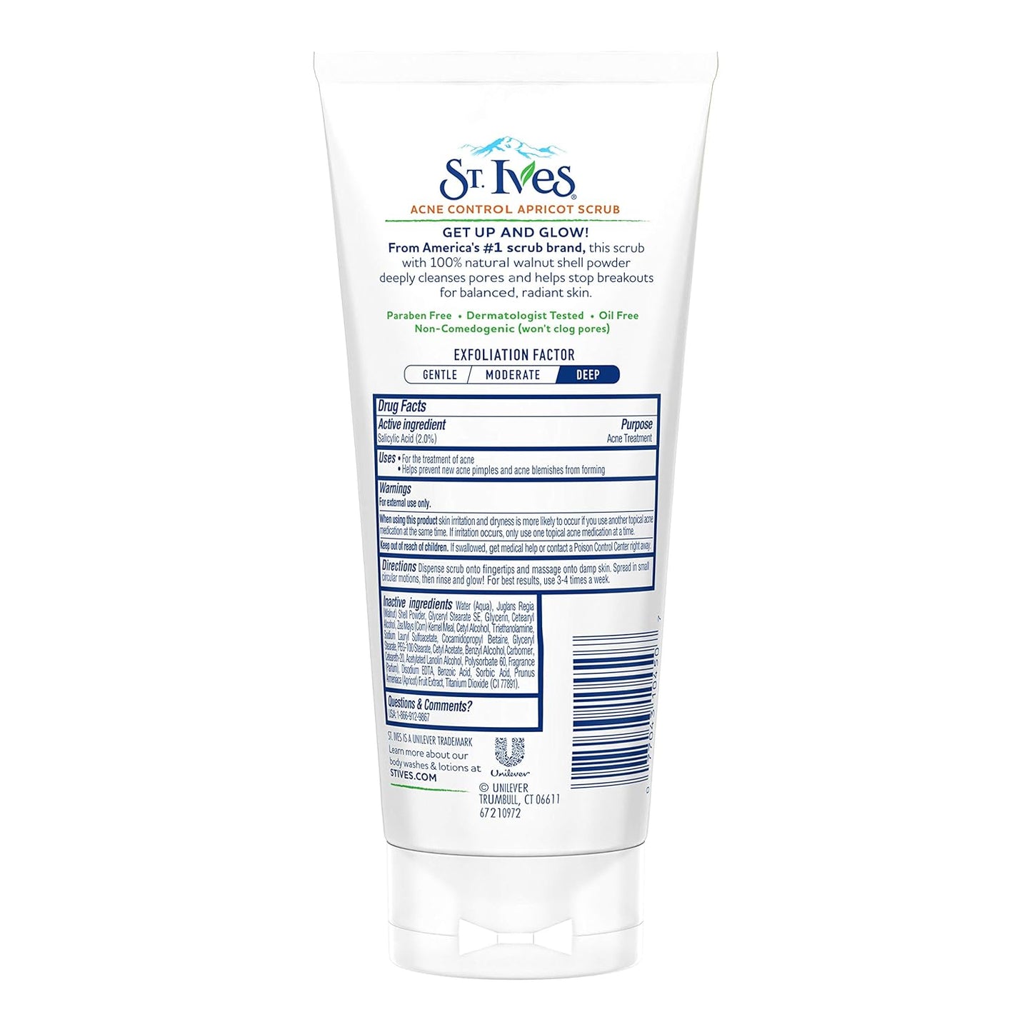 St. Ives Acne Control Face Scrub Apricot, Minimize Pores, Prevent Acne and Blemishes, With Salicylic Acid ,100% Natural Exfoliants, 6 oz