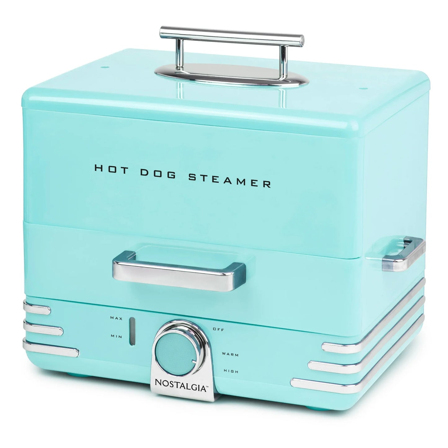 Nostalgia Retro Style Steamer and Hot Dog Machine, 24 Hot Dogs and 12 Bun Capacity, Aqua
