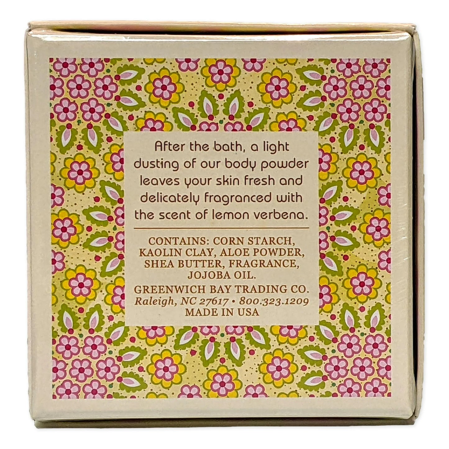 Greenwich Bay LEMON VERBENA Dusting Powder, After-Bath Body Skin Powder, 4 oz.