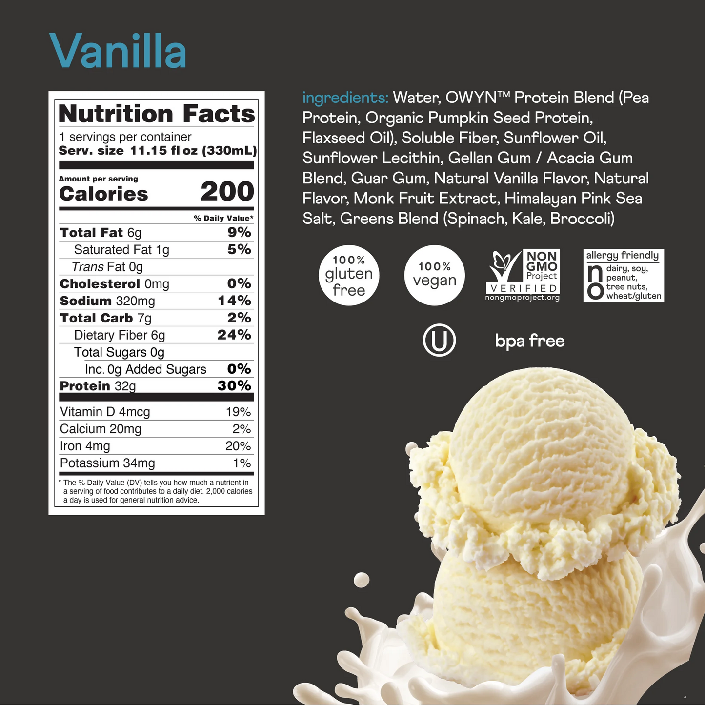 OWYN Pro Elite Protein Shake, Vanilla, 4 Ct, 32g
