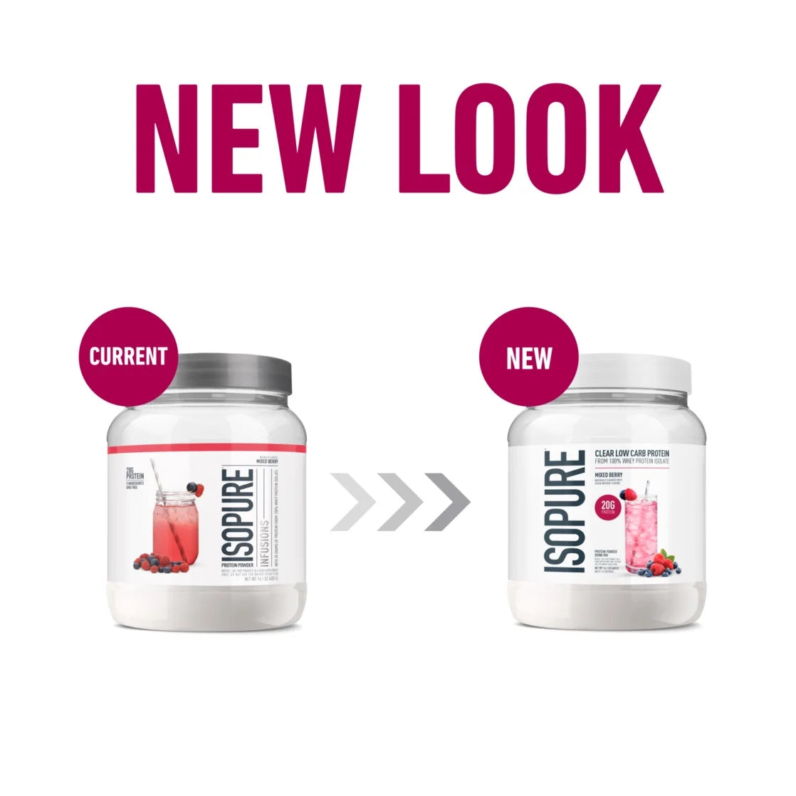 Isopure Clear Low Carb 100% Whey Protein Isolate Powder, Mixed Berry, 20g Protein, About 16 Servings