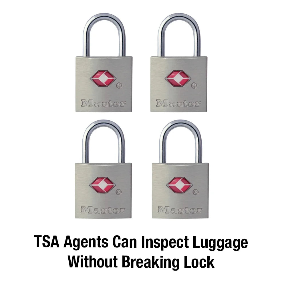 Master Lock Keyed Padlock, 7/8-in Wide x 7/16-in Shackle, TSA Accepted Keyed Alike