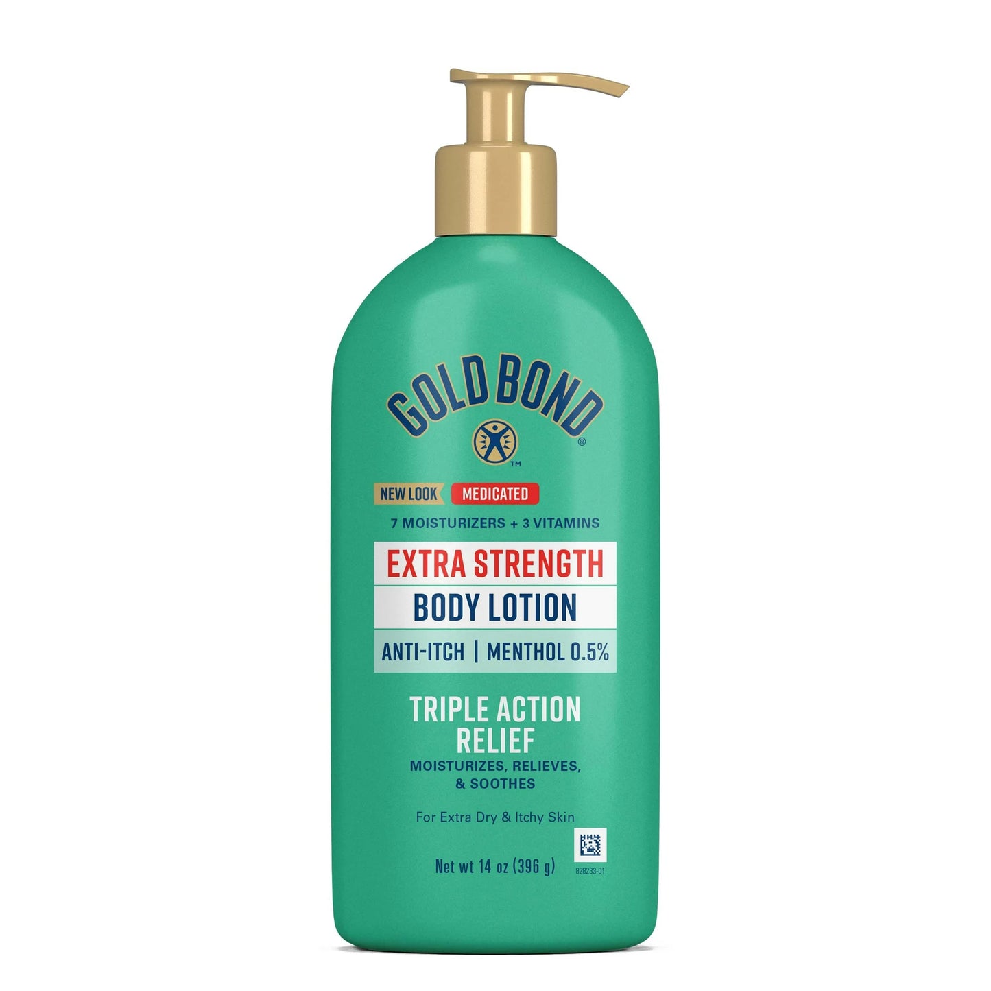 Gold Bond Extra Strength Medicated Triple Action Hand and Body Cream for Extra Dry Skin, Anti Itch Lotion, 0.5% Menthol, 14 oz