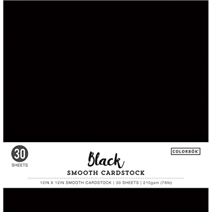 Colorbök Smooth Black Cardstock, 12in x 12in, 121 lbs./ 180 Gsm, 30 Sheets