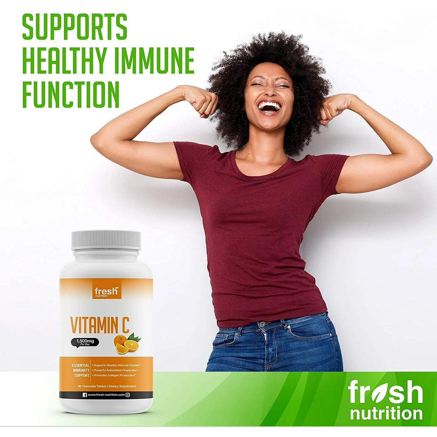 Fresh Nutrition Vitamin C Chewable Supplement - 1500mg per Serving Vit C