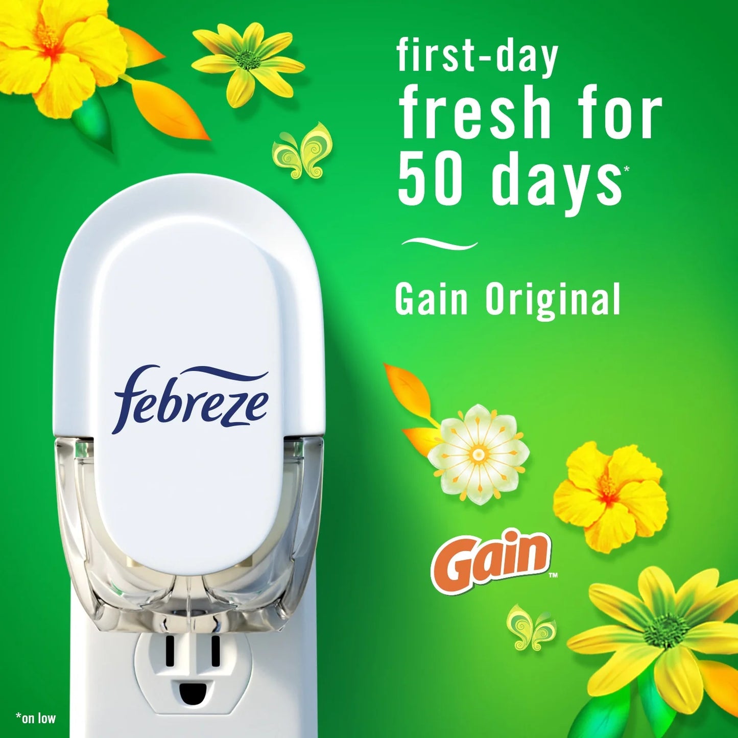 Febreze Plug In Air Freshener, Odor-Fighting Scented Oil Refill, Gain Original, 3 Refills