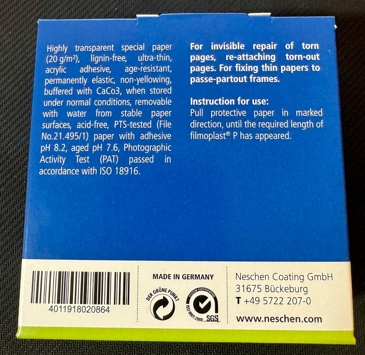 Filmoplast P Archival Mending Tape, 1" x100'