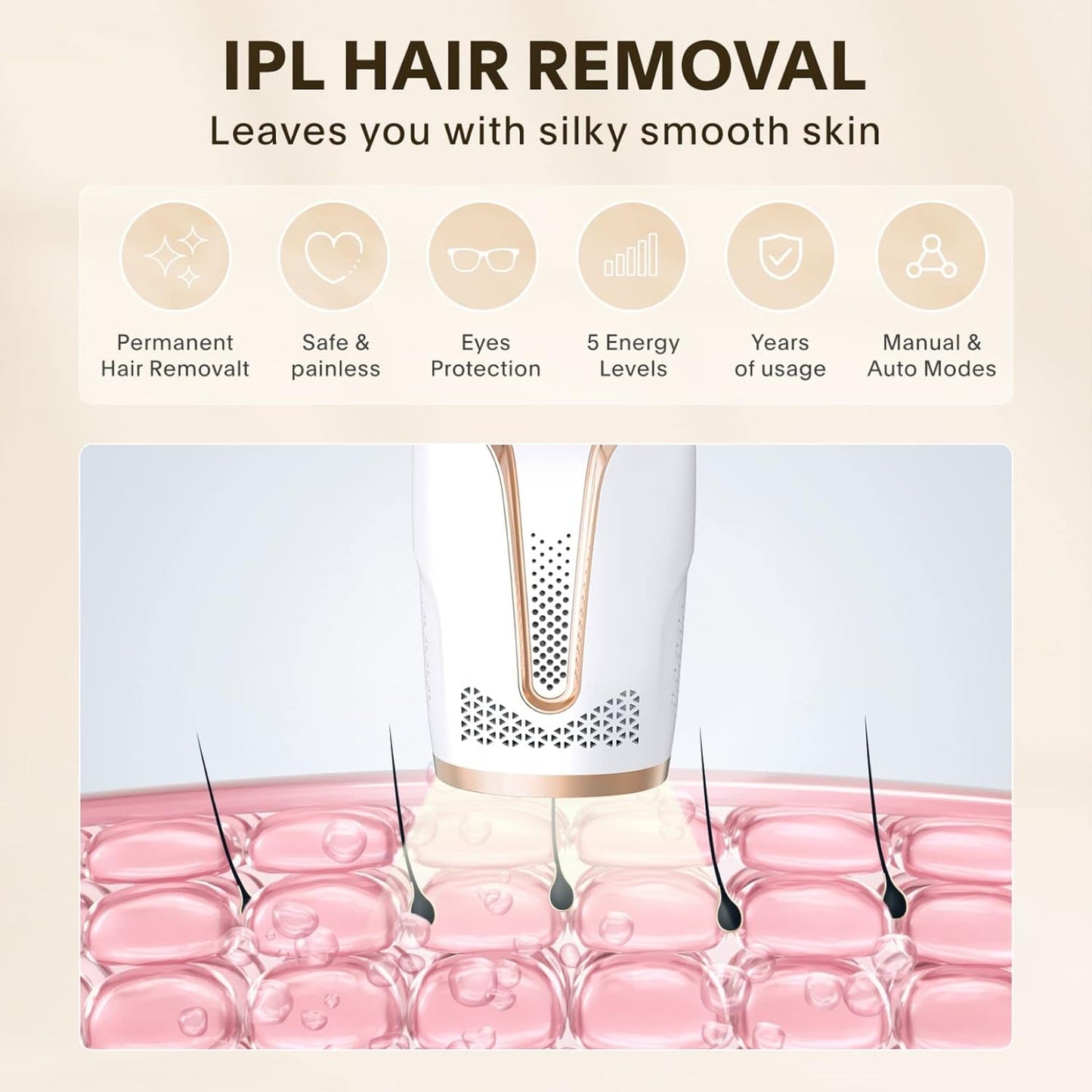 IPL Hair Removal Device for Women and Men 999999 Flashes Permanent Hair Remover for Face and Body At Home