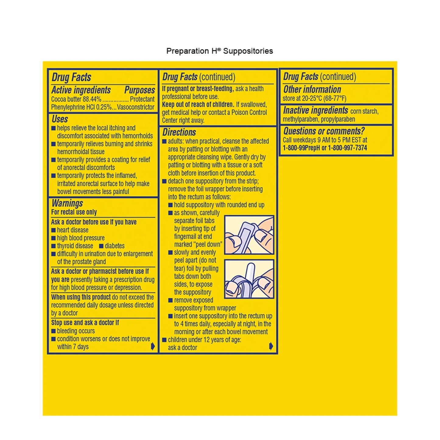 Preparation H Suppositories for Hemorrhoid Relief, Burning and Itching