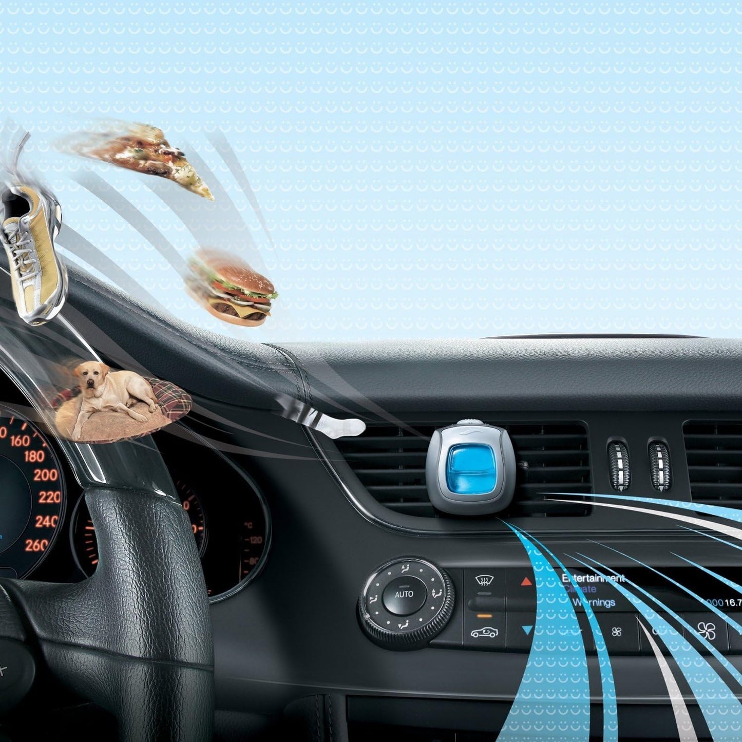 Febreze Car Vent Clips Air Freshener and Odor Eliminator, Linen and Sky Scent