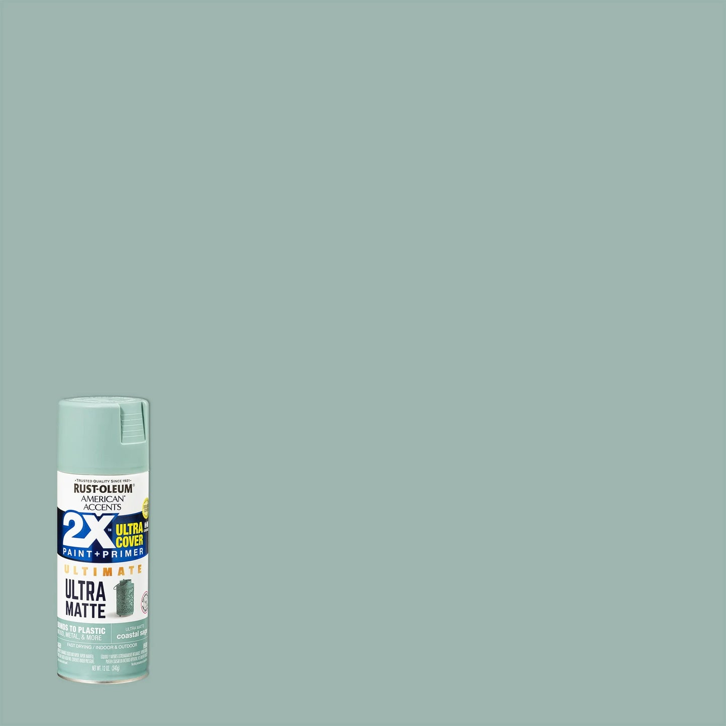 Coastal Sage, Rust-Oleum American Accents 2X Ultra Cover Matte Spray Paint- 12 oz