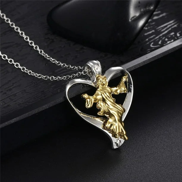 Jesus Christ Cross Necklace Gold & Silver Stainless Steel Pendant