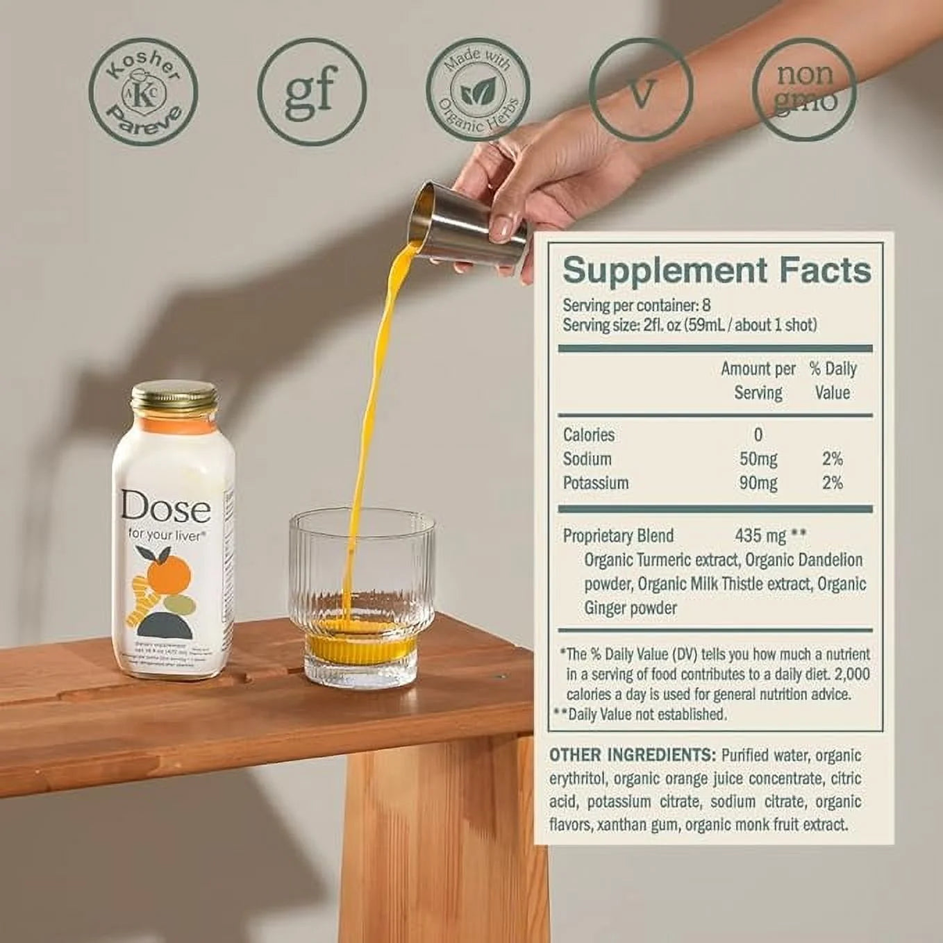 DOSE for Your Liver Cleanse Detox & Repair, Organic Milk Thistle Supplement with Turmeric, Dandelion, Ginger, and Orange, Promotes Optimal Liver Function, 16oz Bottle