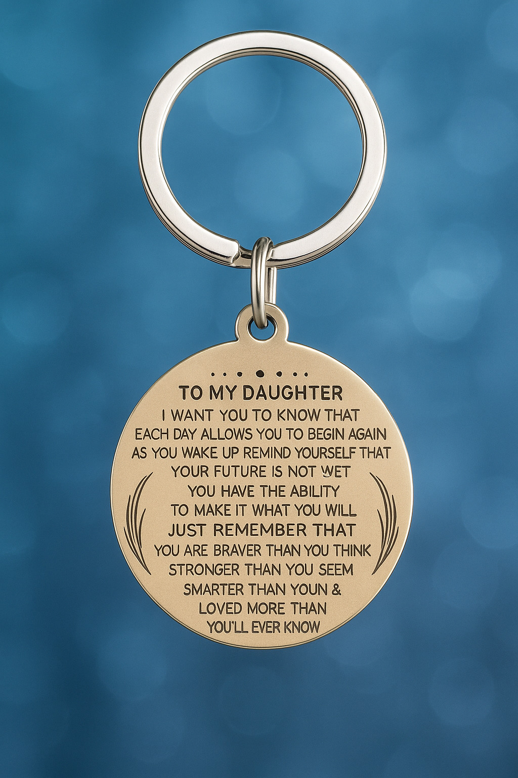 To My Daughter Keychain – Stainless Steel Engraved Gift from Mom & Dad
