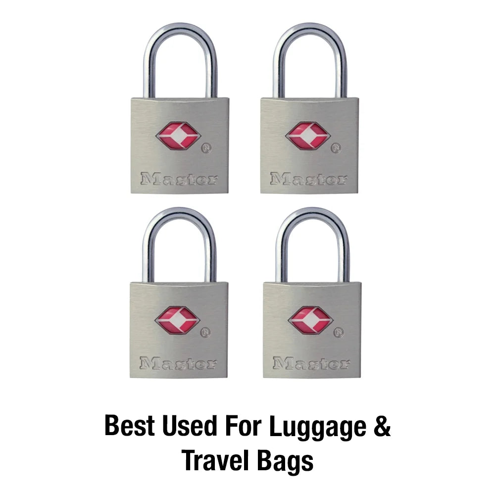 Master Lock Keyed Padlock, 7/8-in Wide x 7/16-in Shackle, TSA Accepted Keyed Alike