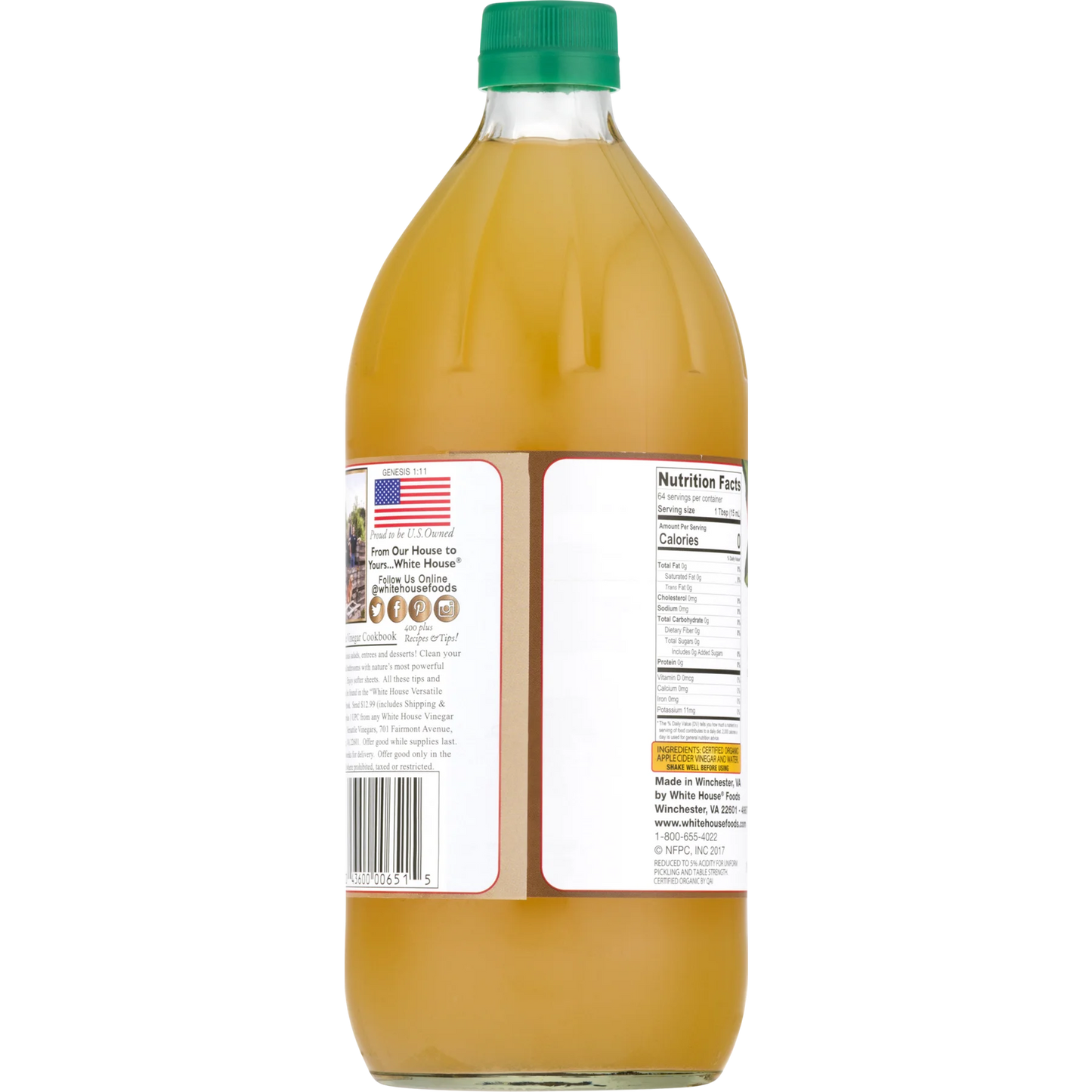White House Organic, Raw Unfiltered, Apple Cider Vinegar, 32 fl oz