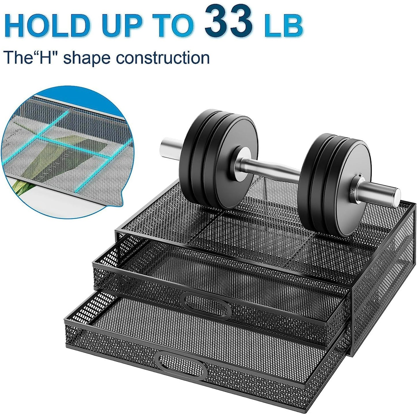 Marbrasse Monitor Stand with Drawer, Monitor Riser Mesh Metal, Monitor Stand with Storage, Desktop Computer Stand for PC, Laptop, Printer