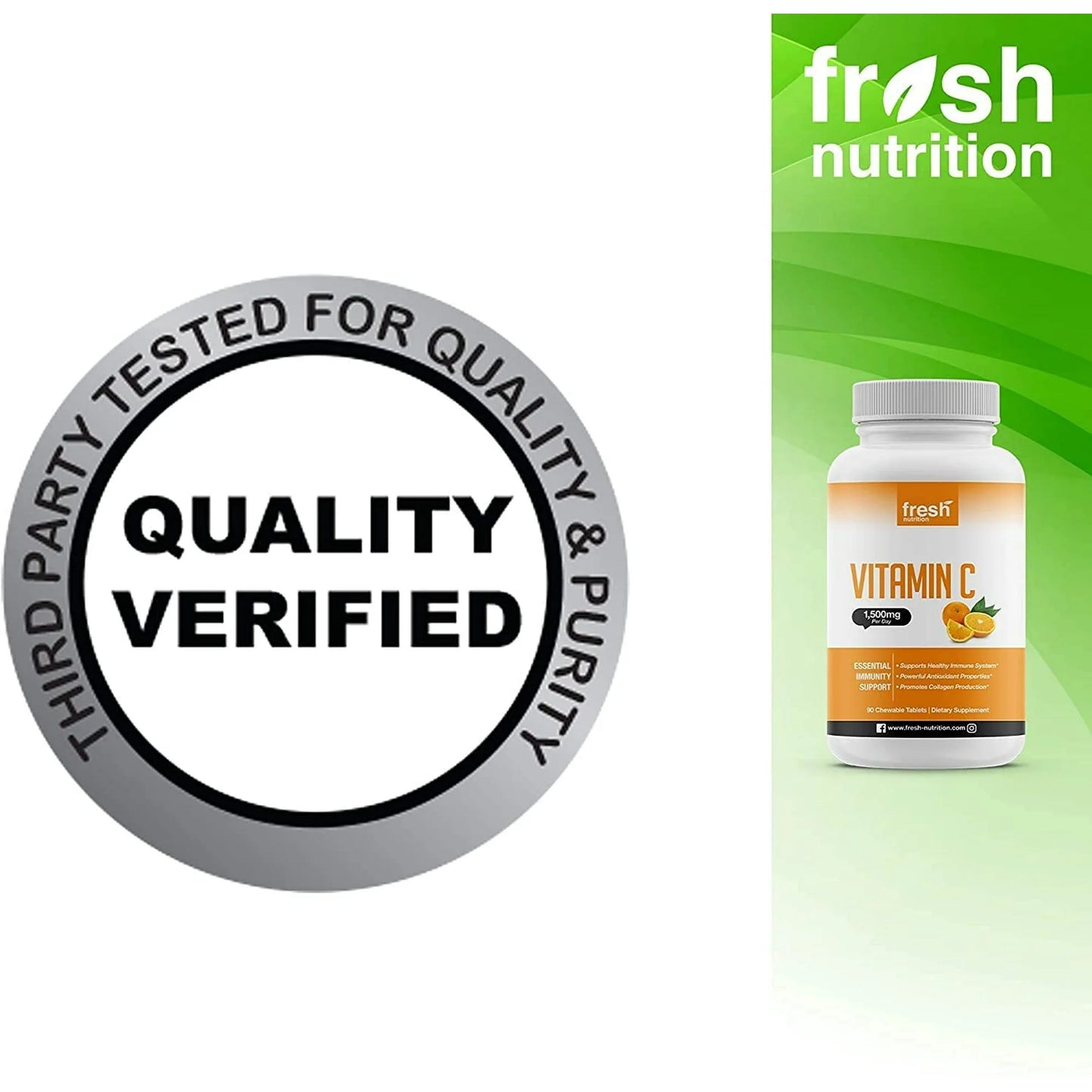 Fresh Nutrition Vitamin C Chewable Supplement - 1500mg per Serving Vit C