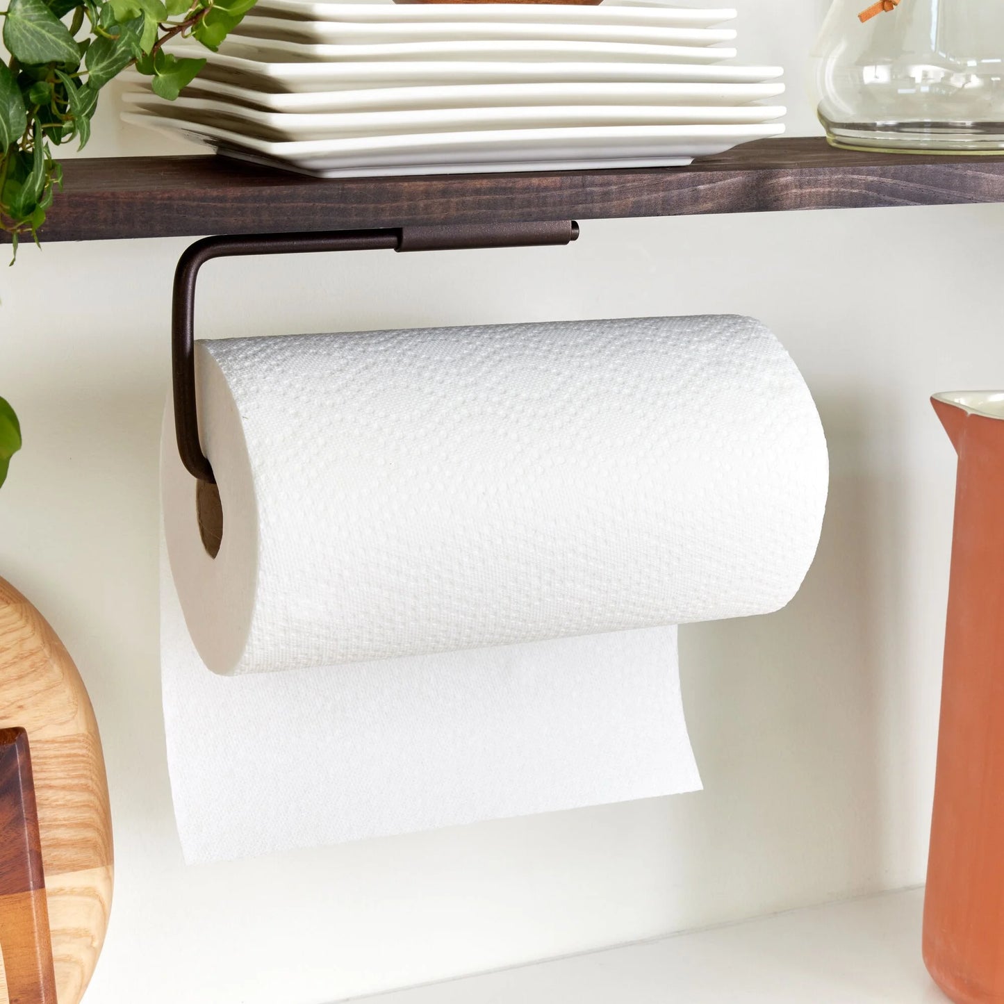 iDesign Swivel Paper Towel Holder for Kitchen, Wall Mount, Under Cabinet, Bronze