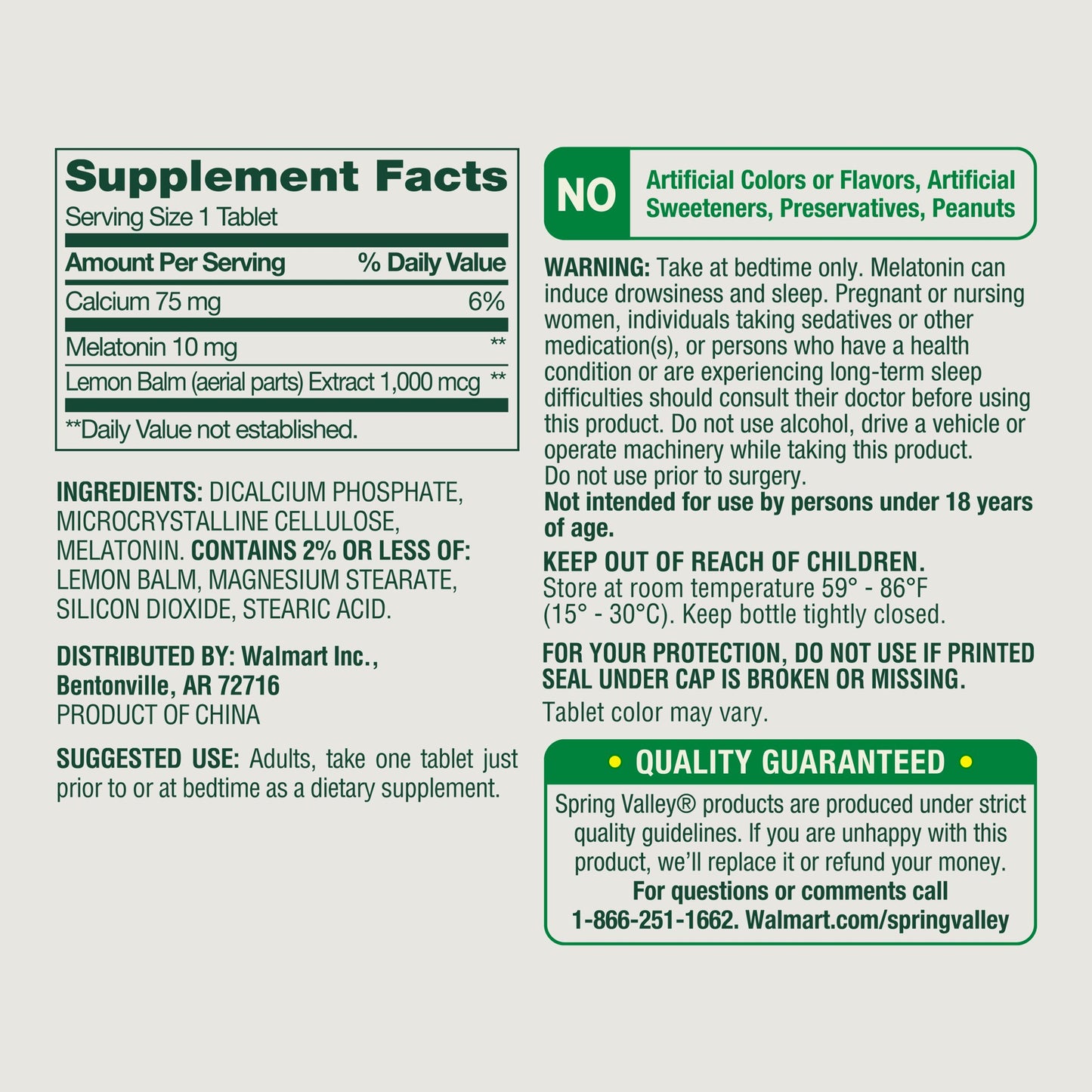 Spring Valley Extra Strength Melatonin Tablets Dietary Supplement Value Size, 10 mg, 240 Count