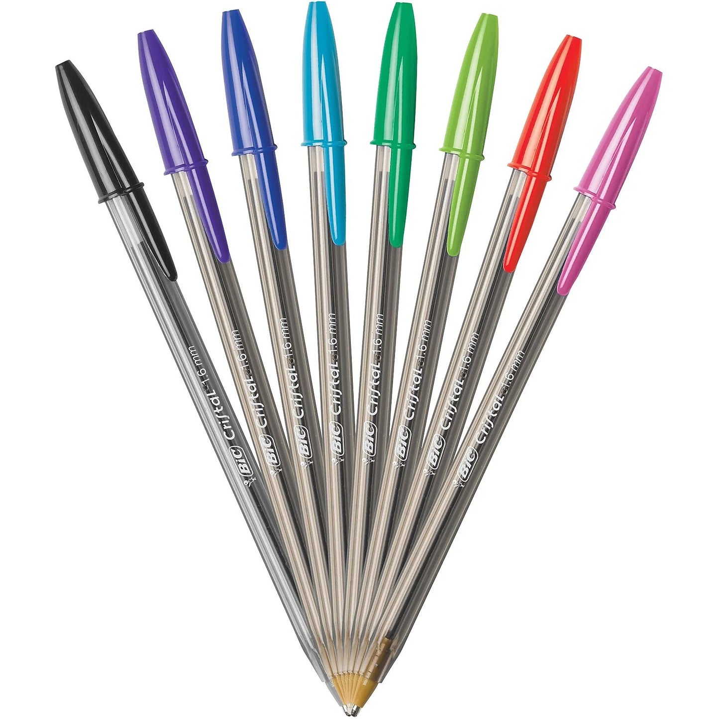 BIC® Cristal Ballpoint Pens, Bold Point, 1.6 mm, Assorted Ink Colors, 24 Count