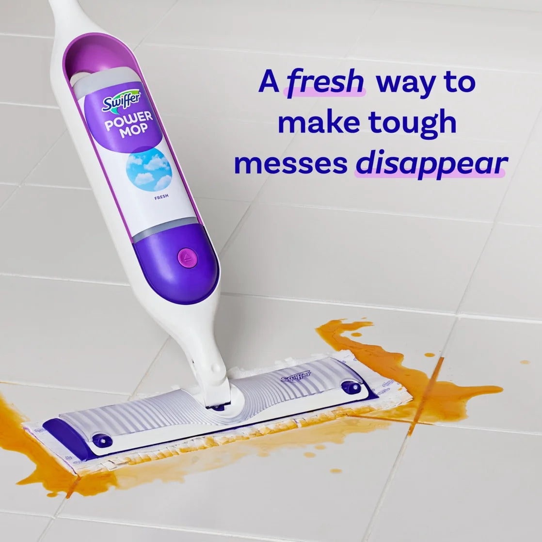 2 Pack Swiffer Power Mop Refill Solution, Tile, Vinyl, Laminate, Wood, Floor Cleaner, Fresh, 50.6oz