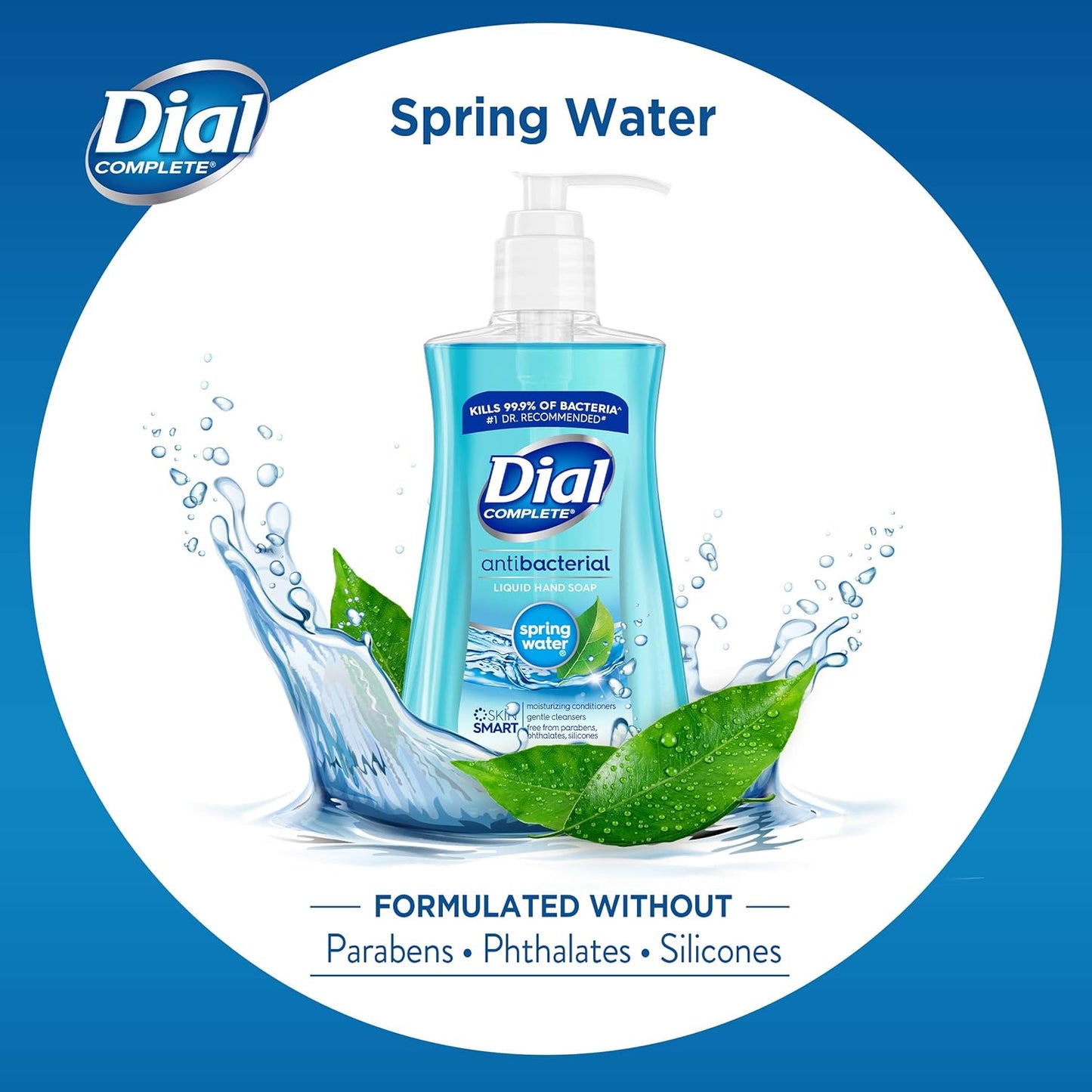 Dial Antibacterial Liquid Hand Soap Spring Water 7.5oz, Blue