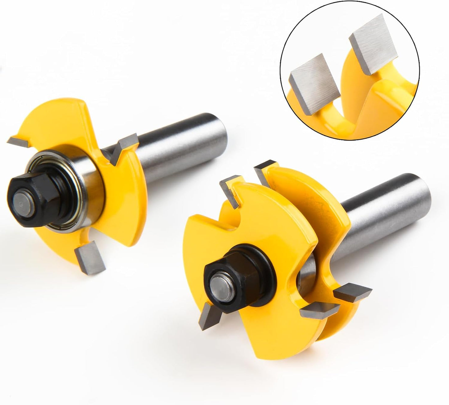 2pcs 1/4" Tongue and Groove Router Bit Set – Woodworking Tool for Cabinets, Frames & Flooring
